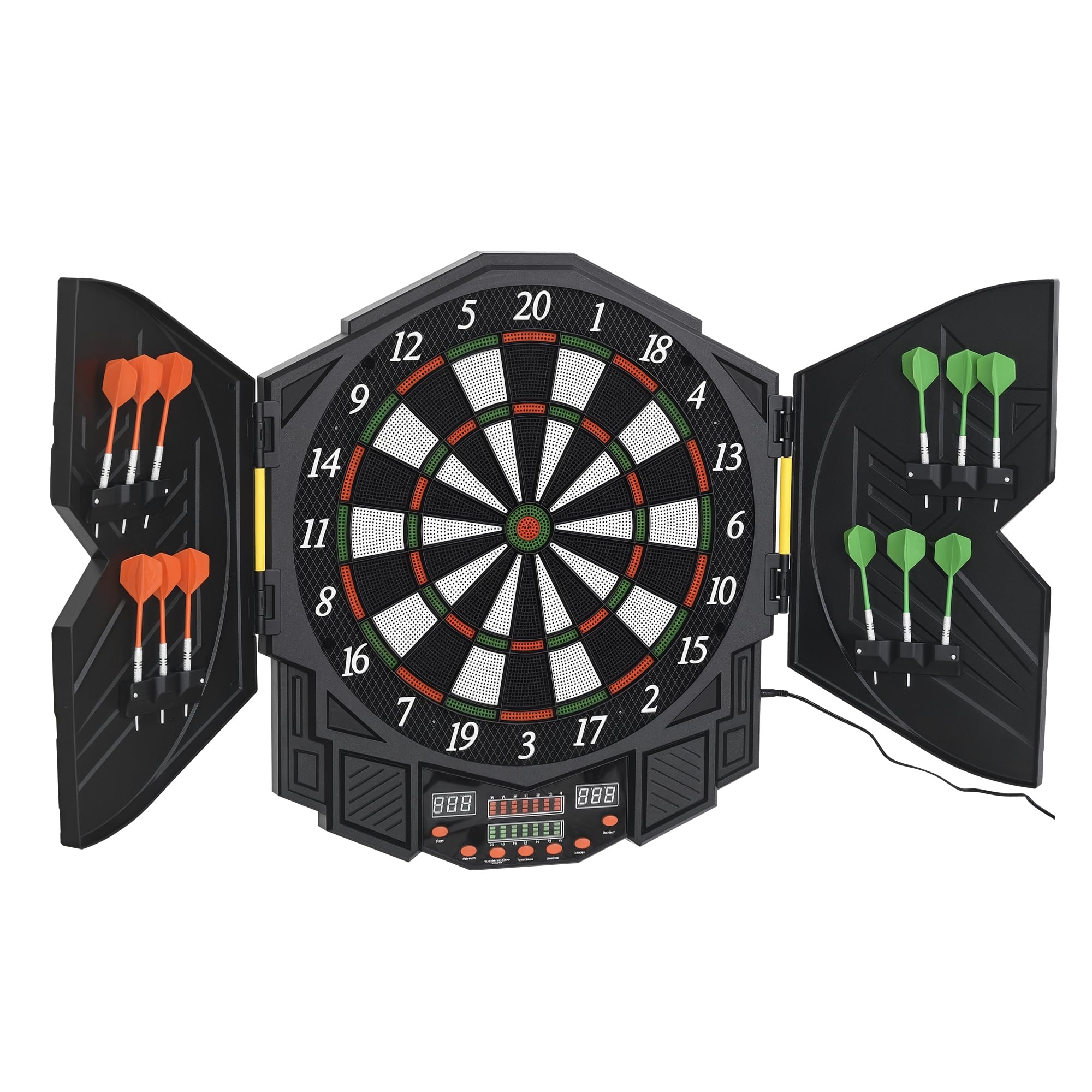 HOMCOM Cible Jeu de fléchettes électronique 27 Jeux jusqu'à 8 Joueurs LED Haut-​Parleur Noir