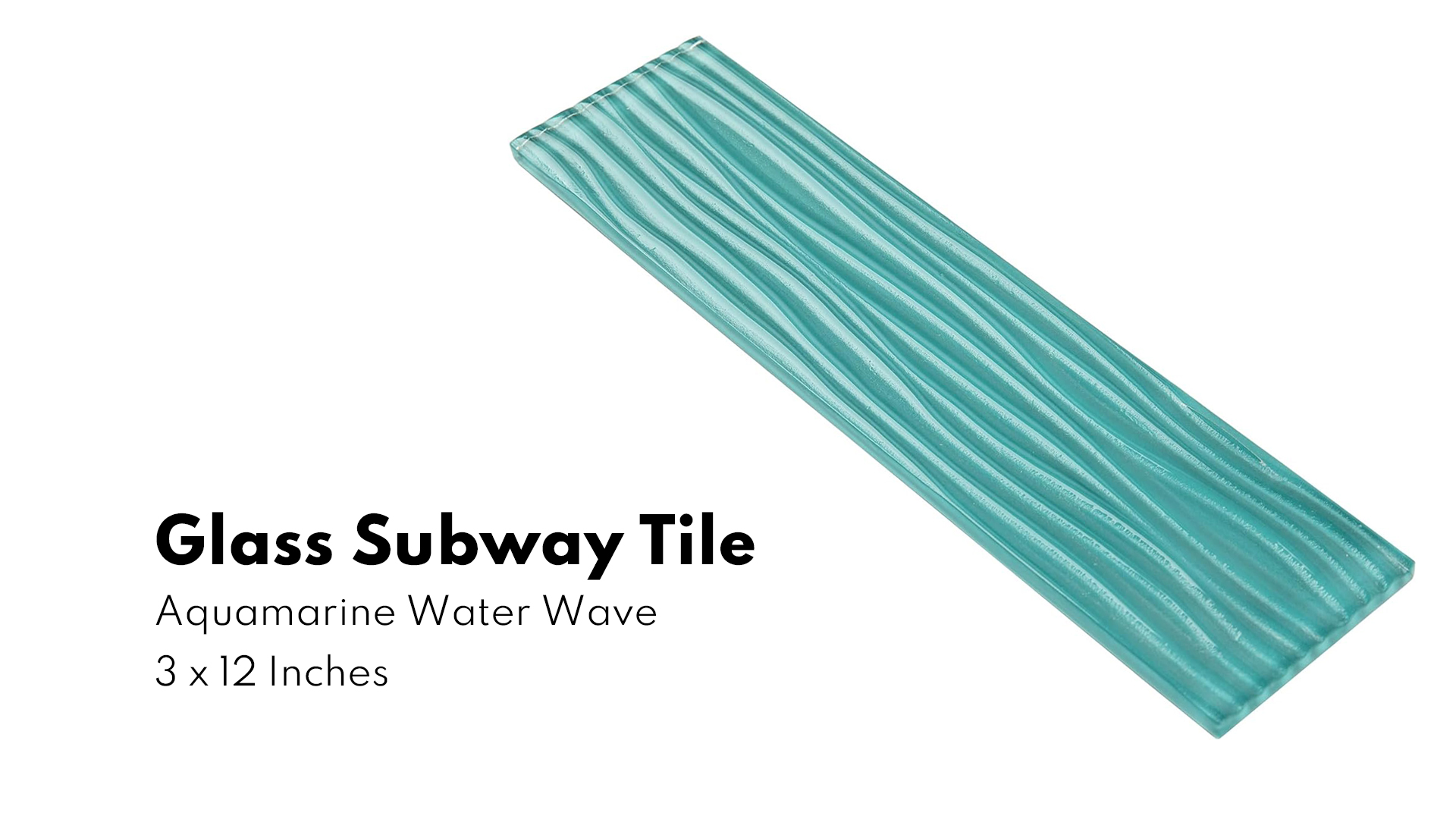 Lovdeco Aquamarine Water Wave Glass Subway Tile, 3 x 12 Inch, 4 Sq