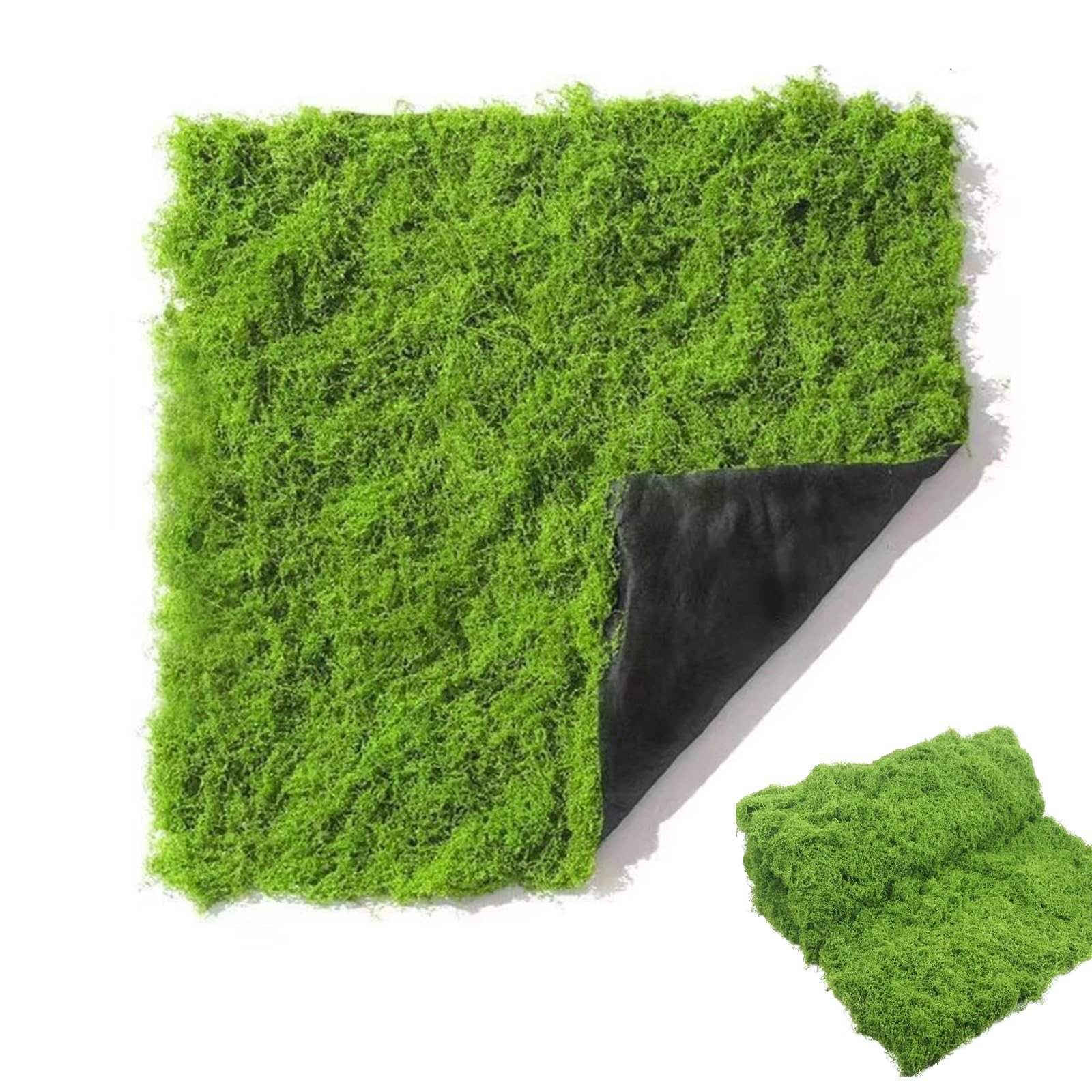 Tappetino in muschio artificiale, 100 x 100 cm, per decorazione da parete, muschio, fai da te e terrario, per decorazione, verde (verde chiaro)