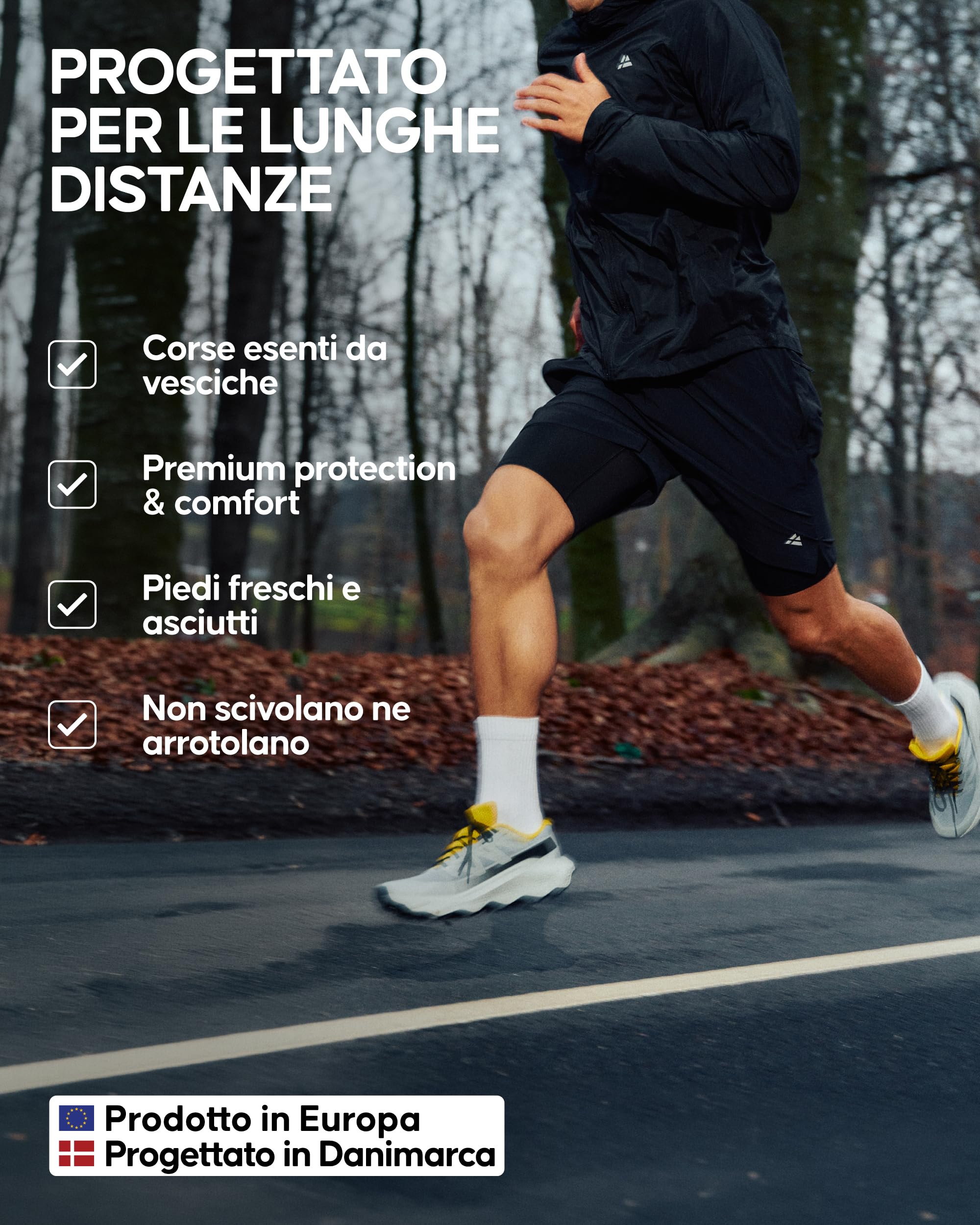 DANISH ENDURANCE Calzini Uomo Running Lunghi, Calze da Corsa Anti-Vesciche, Calzini Estivi per Corsa, Palestra e Allenamento, 3 o 5 Paia