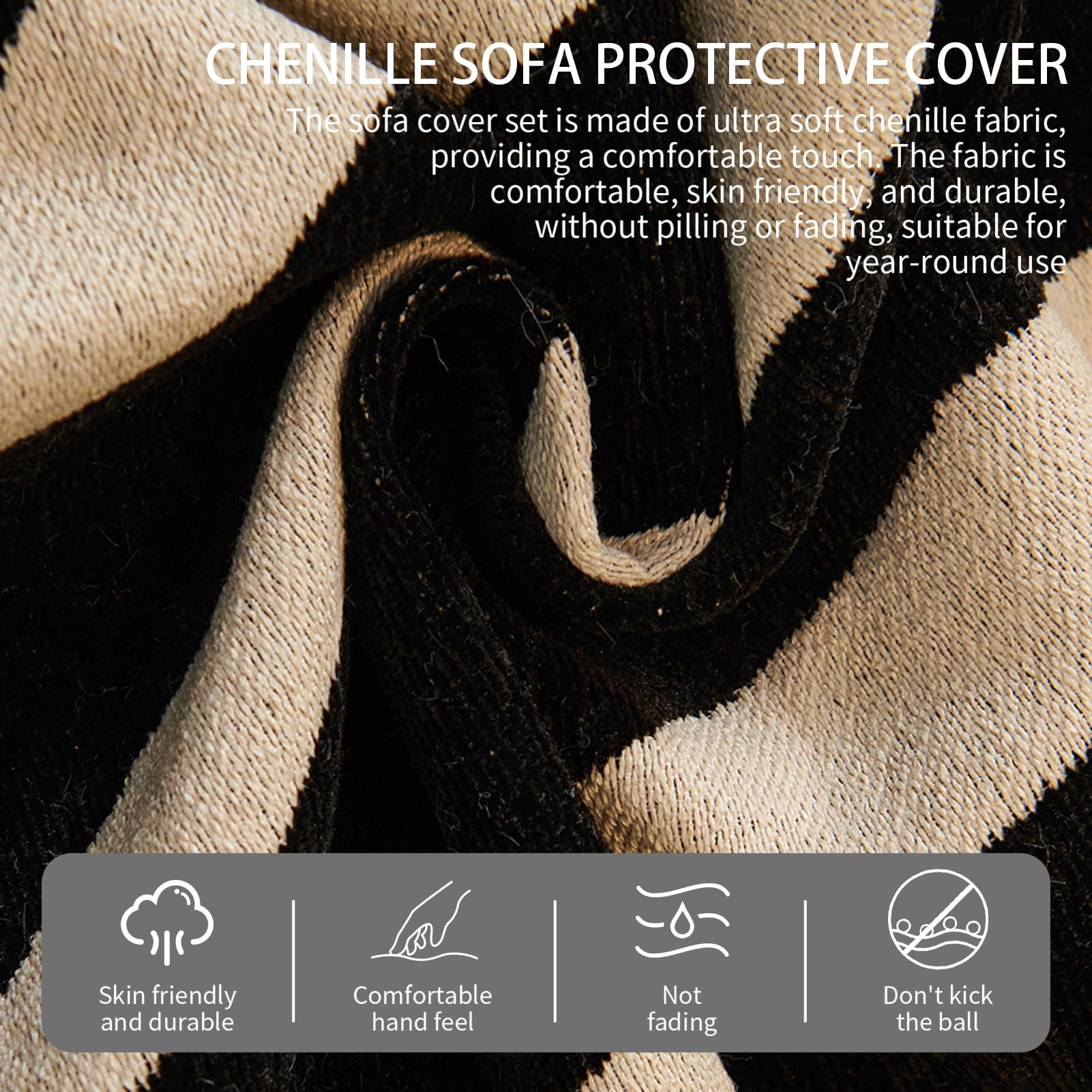 Housse de protection de meubles en tissu chenille doux pour la peau avec barrière anti-déversement pour canapé de type L 1/2/3/4 places