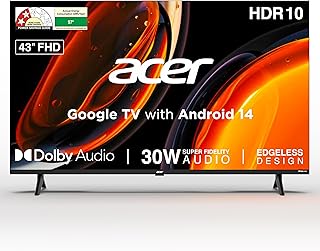 acer 108 cm (43 inches) Ultra I Series FHD Smart LED Google TV AR43FDJGU2841BD (Black) 2025 Model