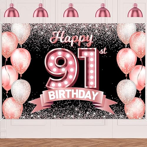 Vista 56 de Happy 21st Birthday Rose Gold Banner Backdrop Cheers to 21 Years Old Confetti Balloons Theme Decor Decorations for Women 21 Years Old Pink Birthday