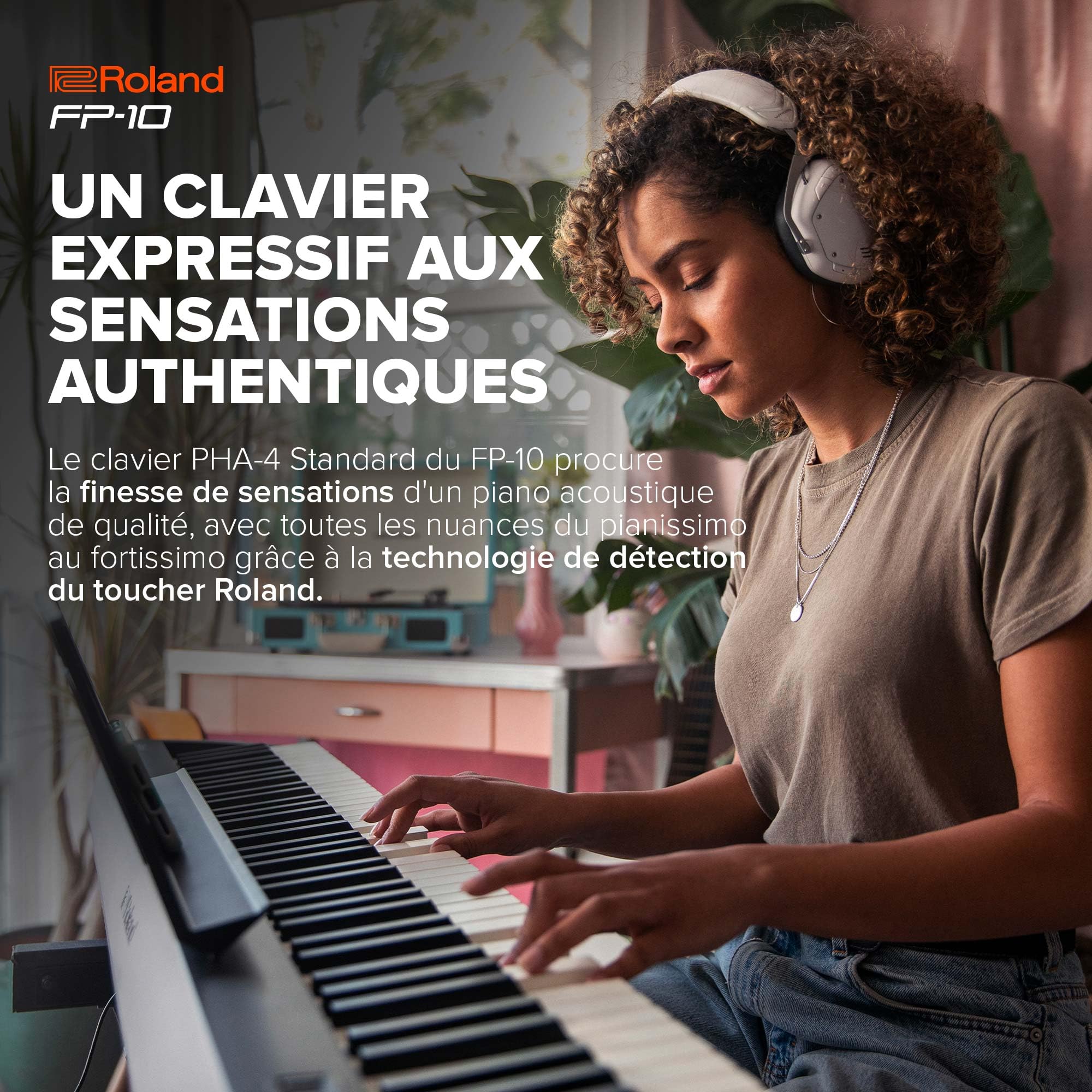 FP-10 Roland – Piano numérique à 88 touches avec sons SuperNATURAL Piano et clavier à toucher acoustique authentique | Simple d'utilisation | Idéal pour la maison et pour l'apprentissage