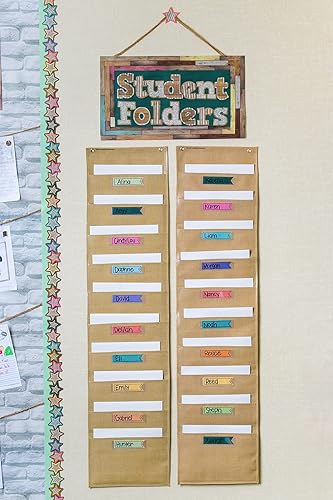 Miniatura 5 de Teacher Created Resources 20840 - Tabla de bolsillo de almacenamiento de archivos de arpillera con 10 bolsillos (14 x 58 pulgadas)