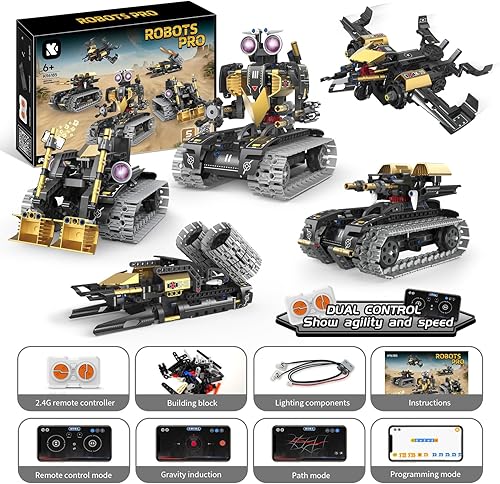 Miniatura 3 de Robot de juguete 5 en 1 para niños, kit de construcción de 323 piezas de aplicación de bloques y kit de robótica de control remoto, juguetes de