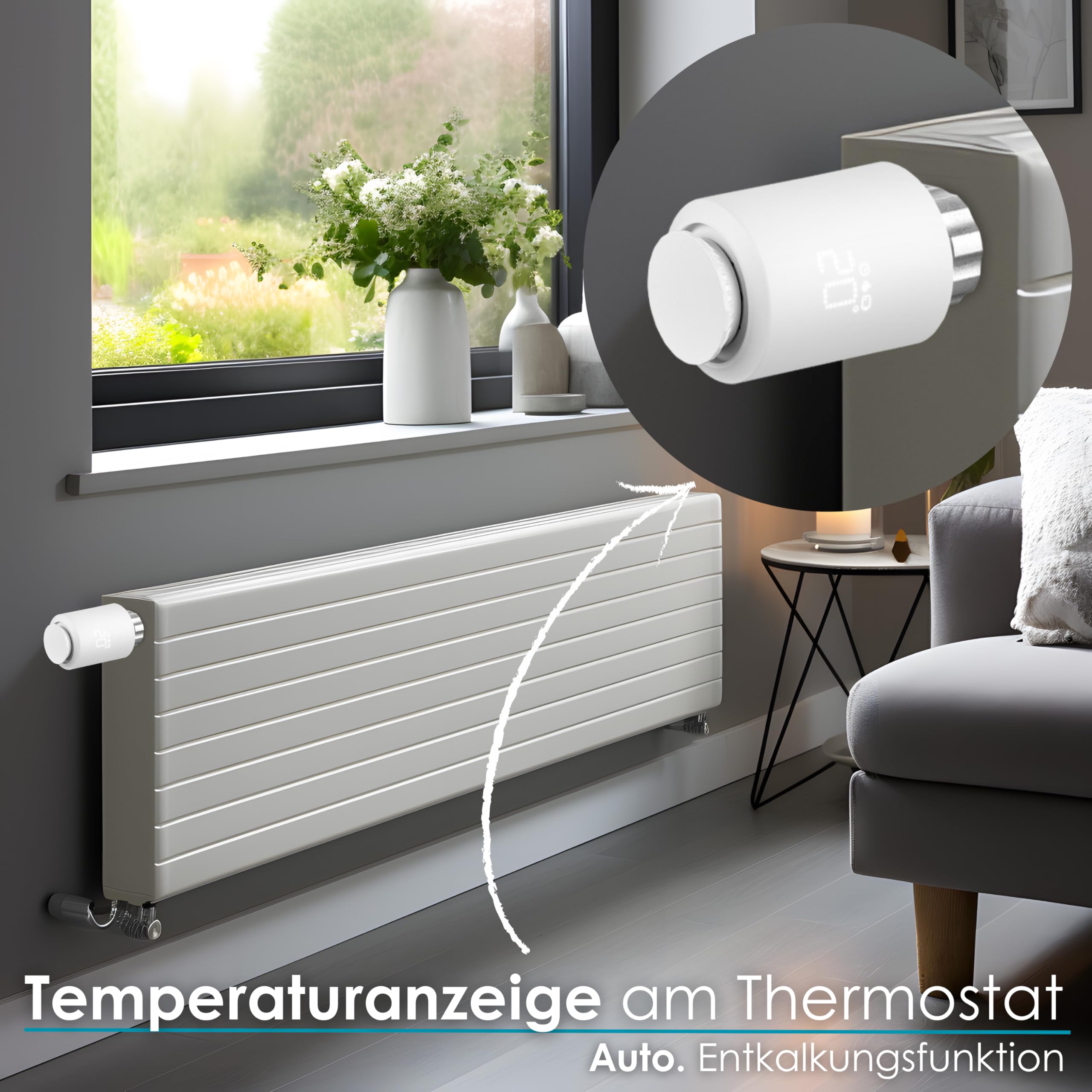 Inteligentny termostat do grzejników Zigbee sterowany za pomocą smartfona, termostat do grzejników, cyfrowy termostat Amazon Alexa i Google Assistant kompatybilny, energooszczędny, sterowany