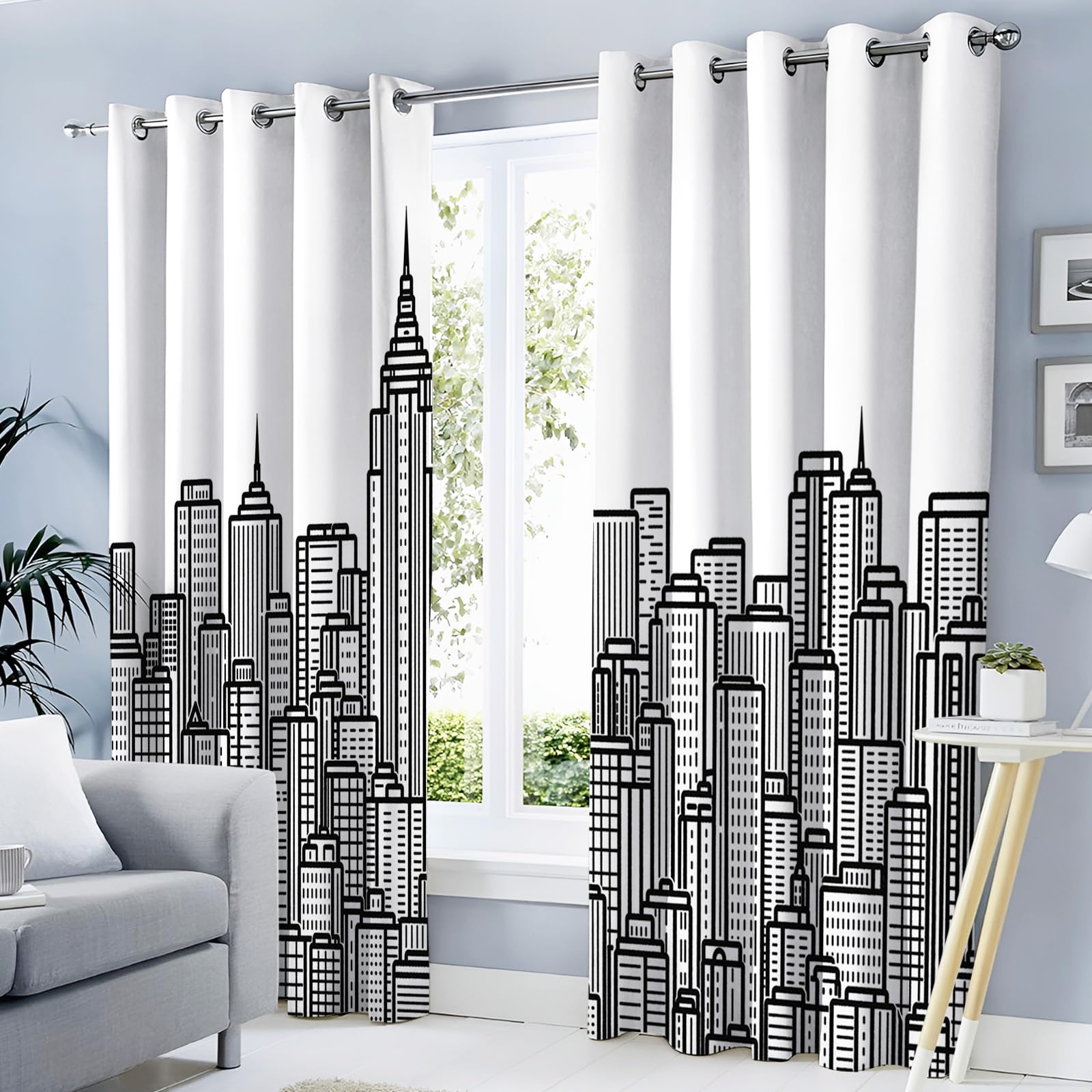 Rideaux Occultants 140x240cm isolants anti-froid pour chambre à coucher avec oeillets intégrés