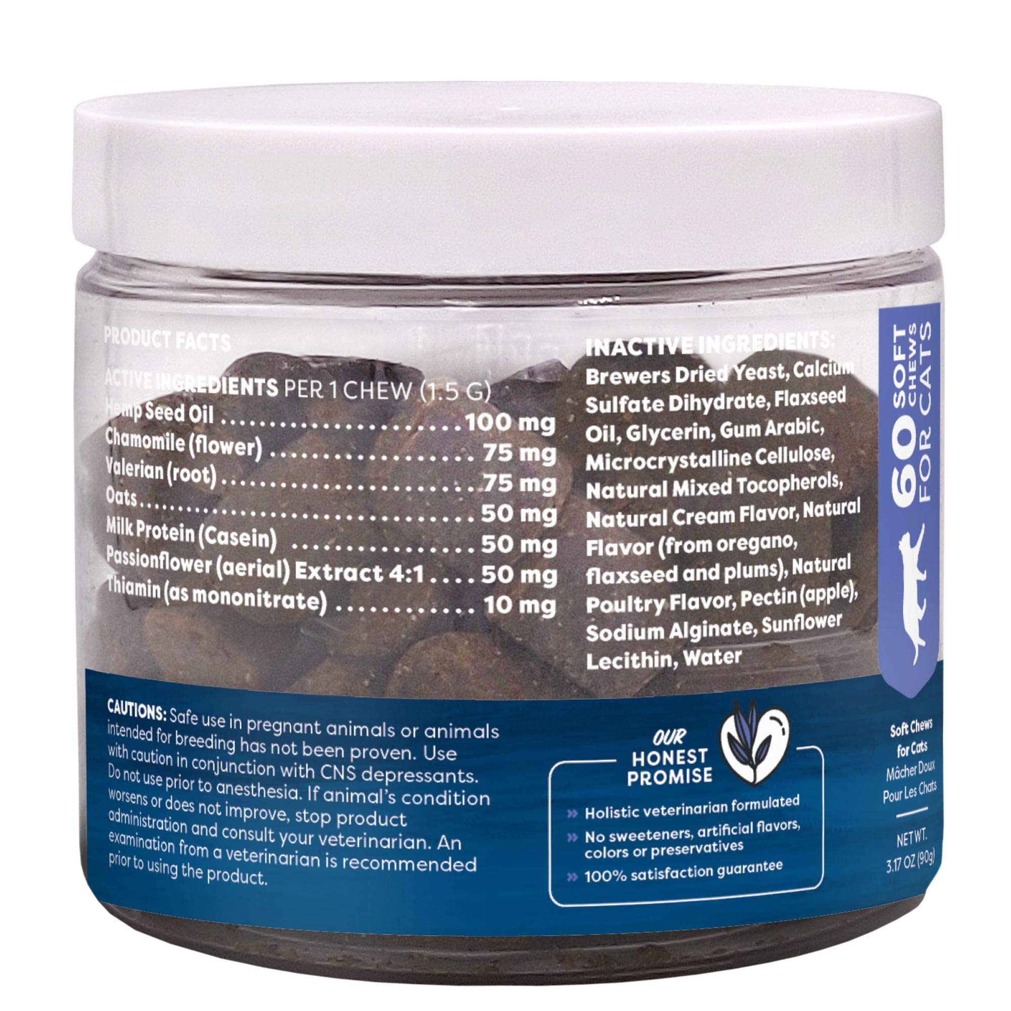 Only Natural Pet Calming Hemp Soft Chews - Relaxation Composure Sedative Tranquilizer Treats for Cat Stress Reduction w/Soothing Botanicals Supports Sleep Aid Quiet Travel Chill Vet Visit - 60 Count - image 3