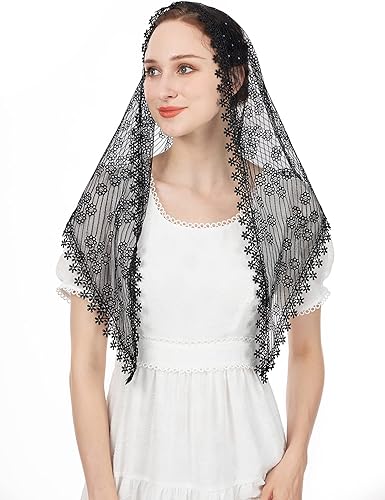 Miniatura 2 de Veils for Church Lace Chapel Veils Catholic Veil Triangle Latin Mass Veil Head Covering Scarf Mantilla