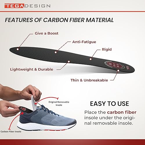 Miniatura 5 de TEGA Plantilla de fibra de carbono (1 par)  para dedos de césped, fracturas de pies, hallux rigidus y limitus  Inserto rígido para zapatos para