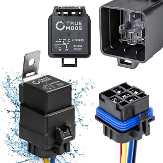 TrueMods Waterproof 5-Pin Bosch Style 12V SPDT Relay Kit with Harness Socket - 40/30A for Cars Boats Marine Off-Road