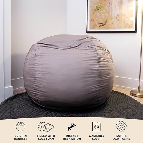 Miniatura 426 de Big Joe Fuf - Puf extragrande (XXL) relleno de espuma con funda extraíble, color niebla Lenox, poliéster tejido duradero, 6 pies, gigante Negro