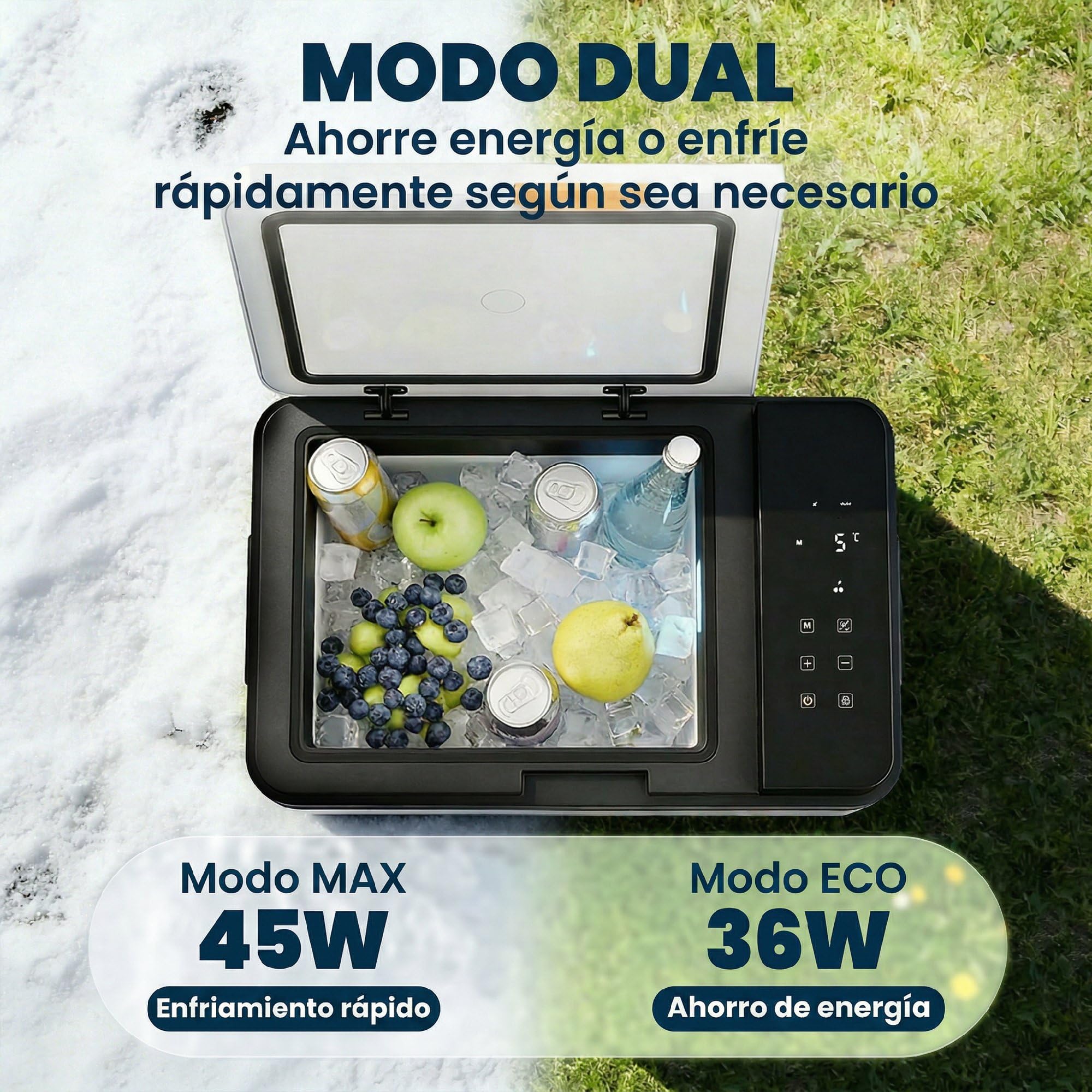 Outsunny Nevera Portátil Eléctrica 30L 12/24/240V Refrigerador de Coche con Compresor Control por App Bluetooth Pantalla Luz LED Modos ECO y MAX de -20℃ a +20 ℃ Asa Carga 300 kg para Camión Camping