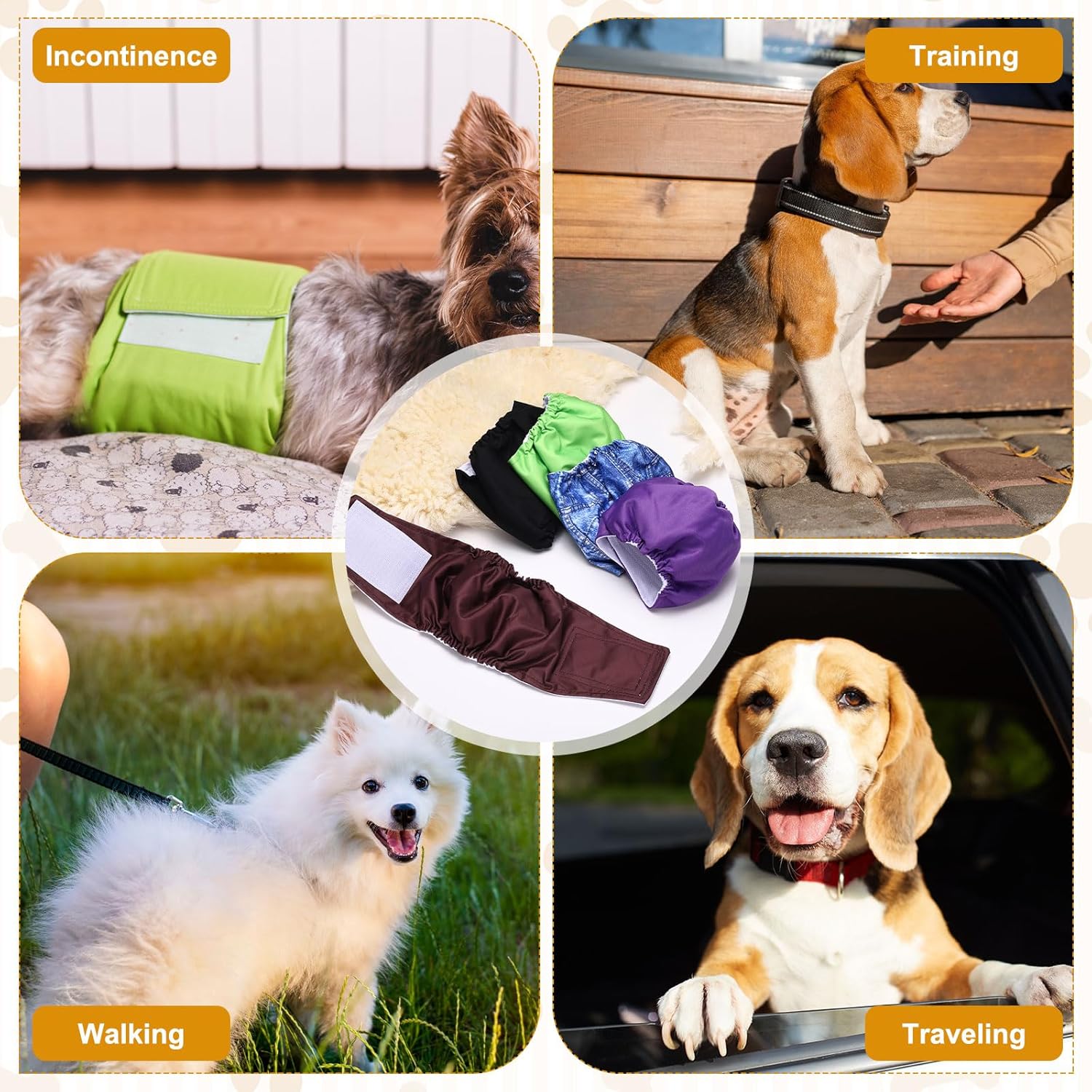 Belly Bands for Male Dogs, Reusable Washable Dog Diapers High Absorbing Wrap Diapers, (3Pcs, XL, Denim Color, Purple, Black), Intended for Male Small Doggie/Puppies Training