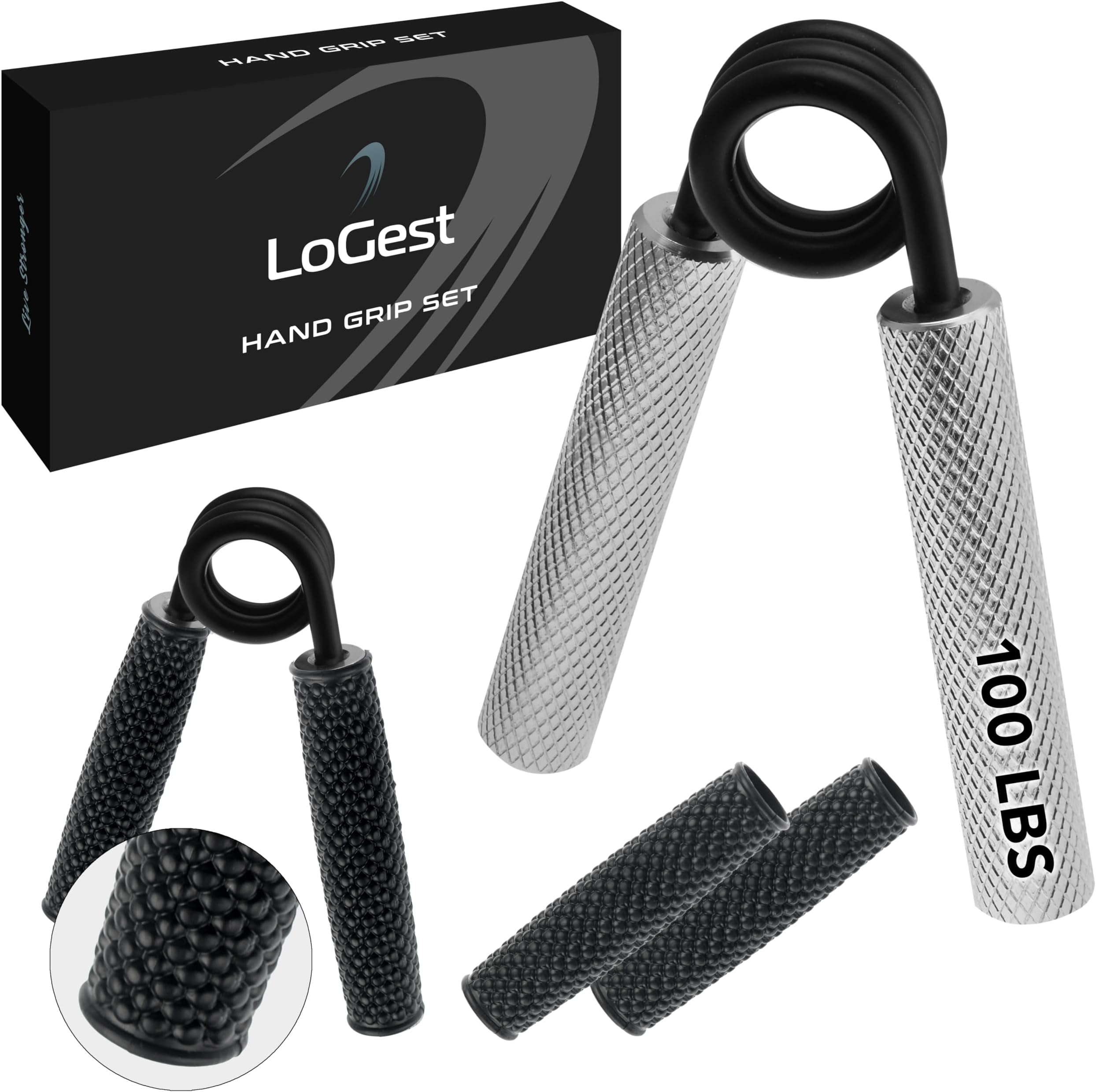 Logest Metal Hand Grip Strengthener 100LB-350LB No Slip Heavy-Duty Grip Strengthener with Gift Box, Great Wrist & Forearm Hand Exerciser, Home Gym, Hand Gripper Grip Strength Trainer