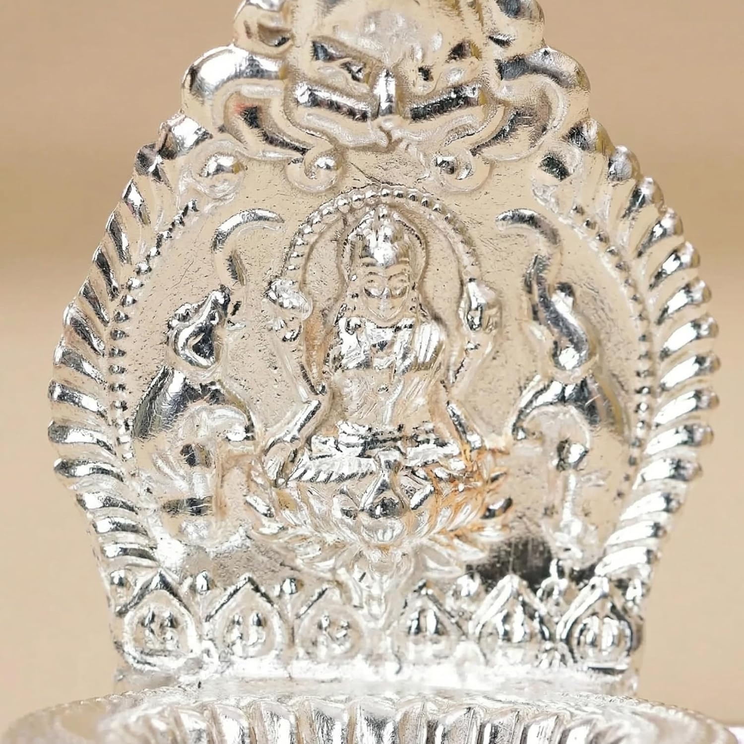 LoveNspire Lakshmi Silver Plated Diya Kamakshi Deepam Kamatchi Vilakku Samai Laksahmi Oil Lamp Diwali Decoration Hindu Puja Religious Home Decor Pooja Housewarming Wedding Return Gift 20 PC (3.5 Inch)