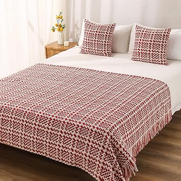 Modern Bed Runners Super King Size, Hotel Bed Scarf For Foot Of Bed Solid Color Knit Smooth Comfort Bed Runners & Scarves(Red,30x50cm Pillowcase)