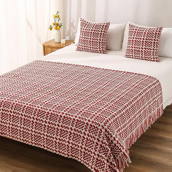 Modern Bed Runners Super King Size, Hotel Bed Scarf For Foot Of Bed Solid Color Knit Smooth Comfort Bed Runners & Scarves(Red,30x50cm Pillowcase)