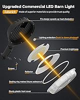 Vista 7 de Luces LED de Granero Paquete de 4, 150W 20000LM, Luces de Área de Patio del Atardecer al Amanecer, Iluminación Exterior con Fotocélula Mejorada