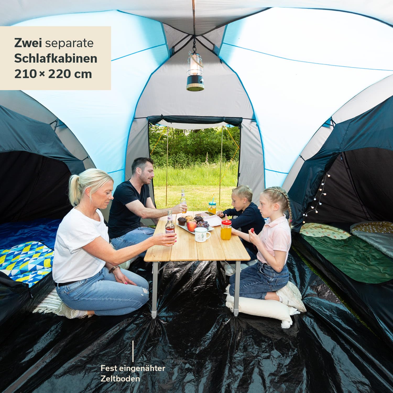 Skandika Hammerfest rodzinny namiot kopułowy z 2 kabinami do spania, wysokość szczytowa 200 cm, 6-osobowy