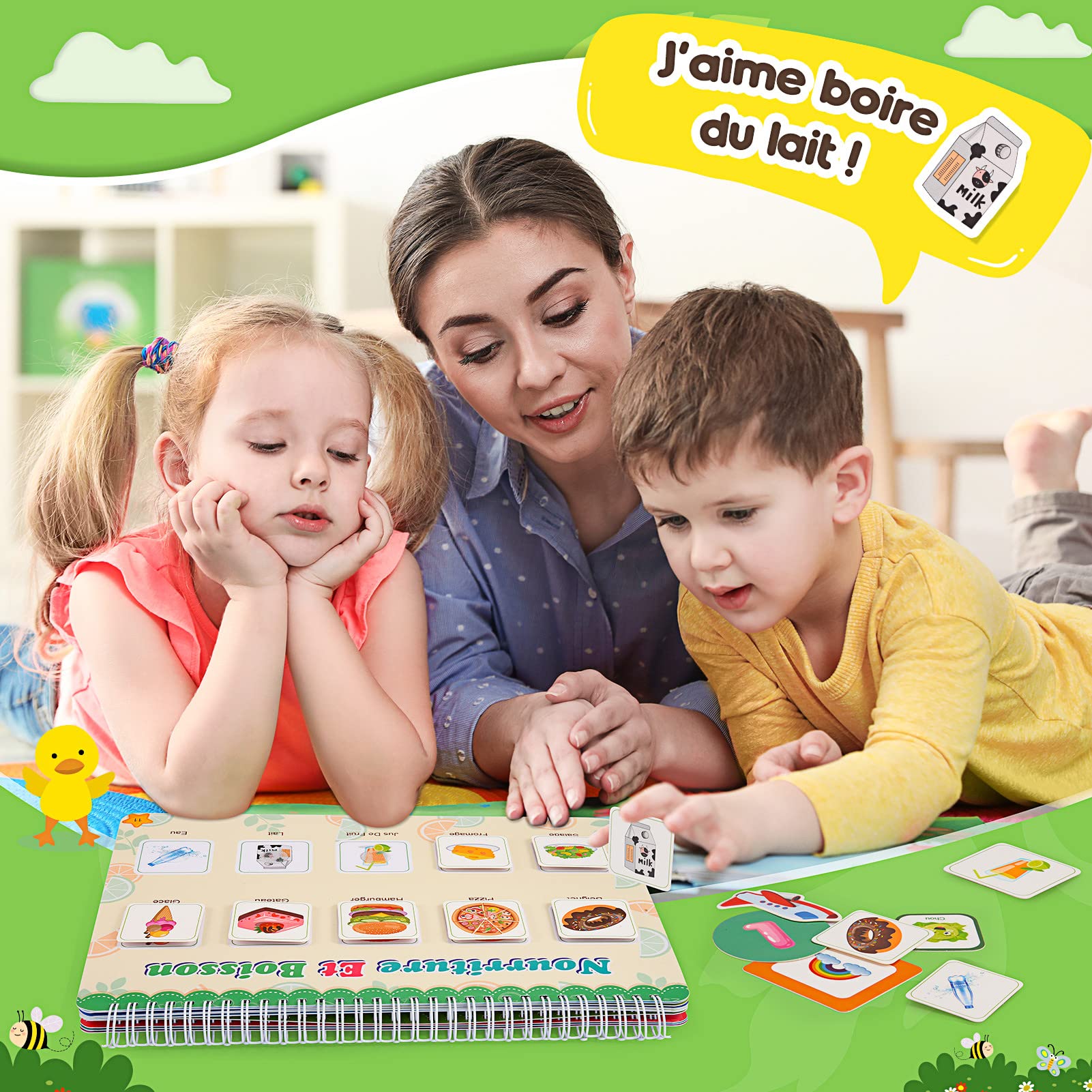 Gralal Cicha książka wersja francuska, książka Montessori Busy Book Gry edukacyjne dla dzieci, zabawka dla dzieci, prezent dla dzieci, drobna motoryczność, zabawka sensoryczna alfabet, prezent na Boże
