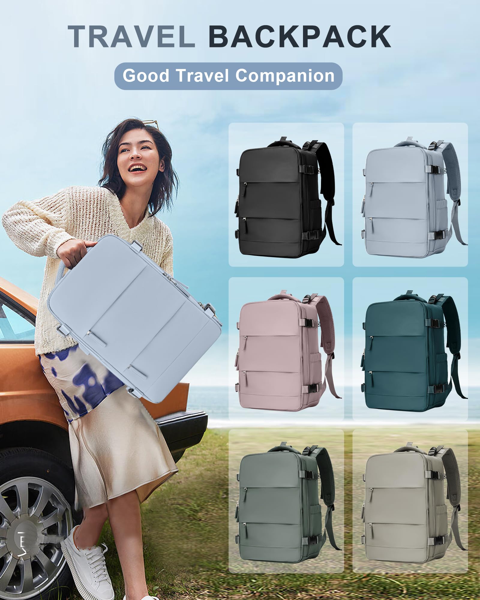 BJLFS Borse da Cabina per Ryanair 40x20x25 Bagaglio a Mano Zaino Borsa Zaino da Viaggio, Zaino da trekking,Zaino Easyjet 45x36x20,Zaino Casual per laptop da 14 pollici per scuola