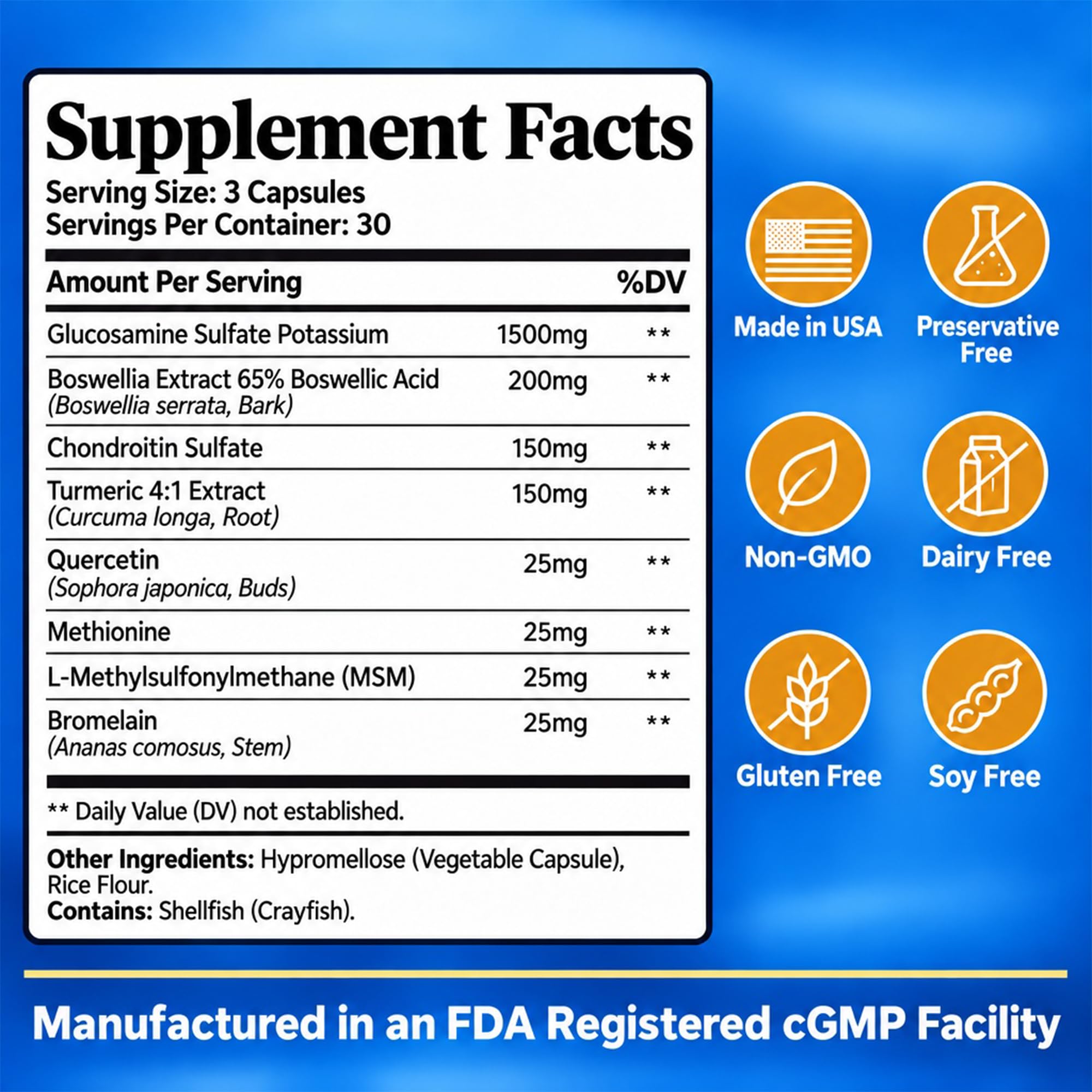 Clear Joint Support for Women & Men, Glucosamine 1500mg Chondroitin MSM — Amazon image 7