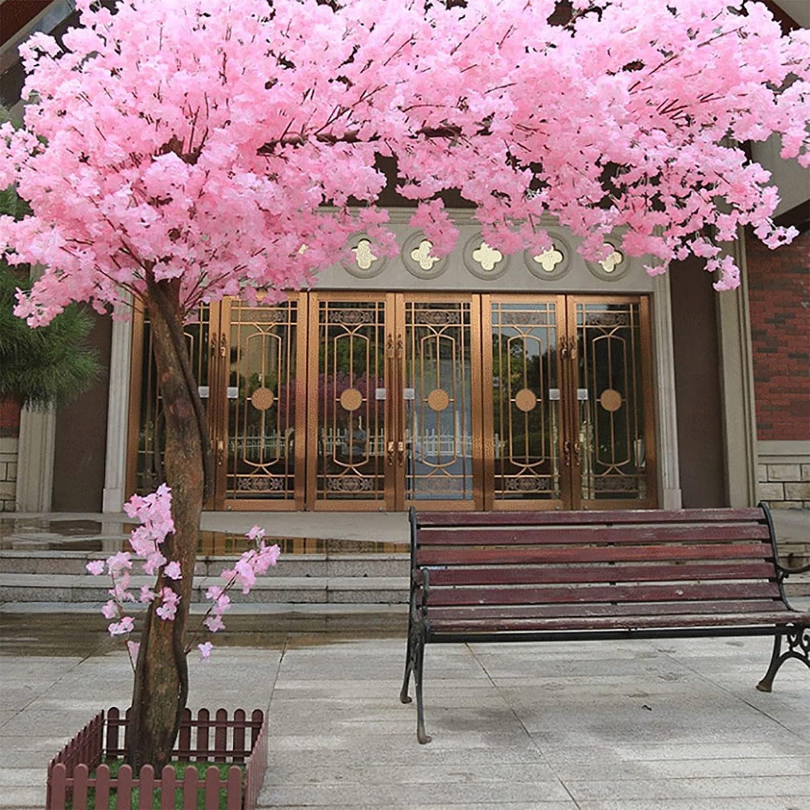 Cerezos en flor artificiales Champagne Cerezo en flor Arco rosa falsa flor de Sakura Indoor Fiesta de oficina en casa al aire libre,2X2M