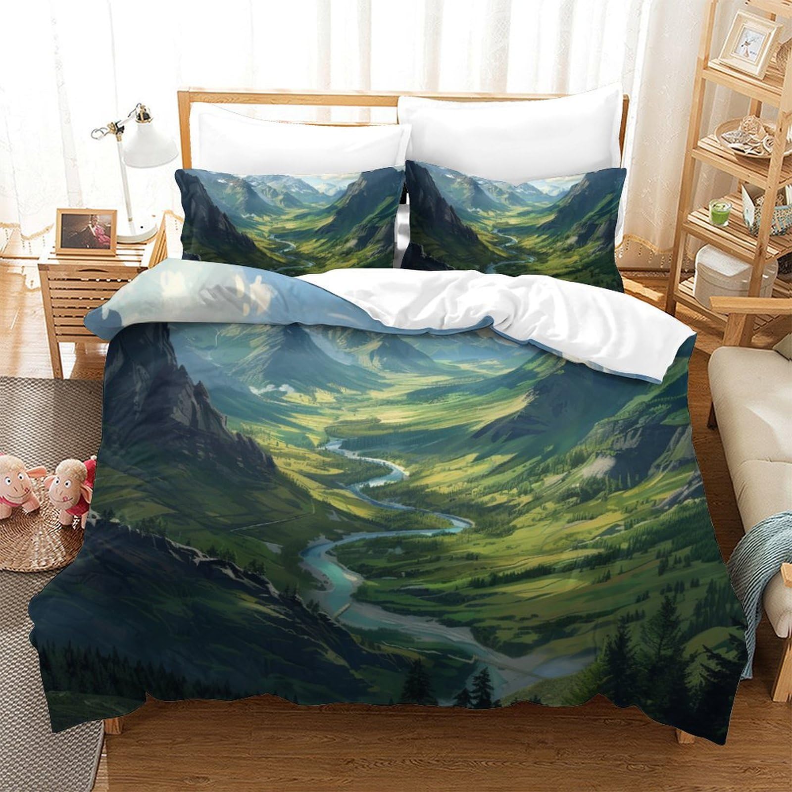 Parure de lit 3D rivière pour une ambiance nature et zen dans votre chambre double