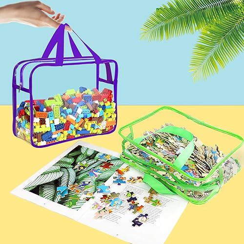Miniatura 4 de 6 paquetes de bolsas grandes de almacenamiento para juguetes con etiquetas, reutilizables, transparentes, de PVC, para juegos de mesa, bolsas