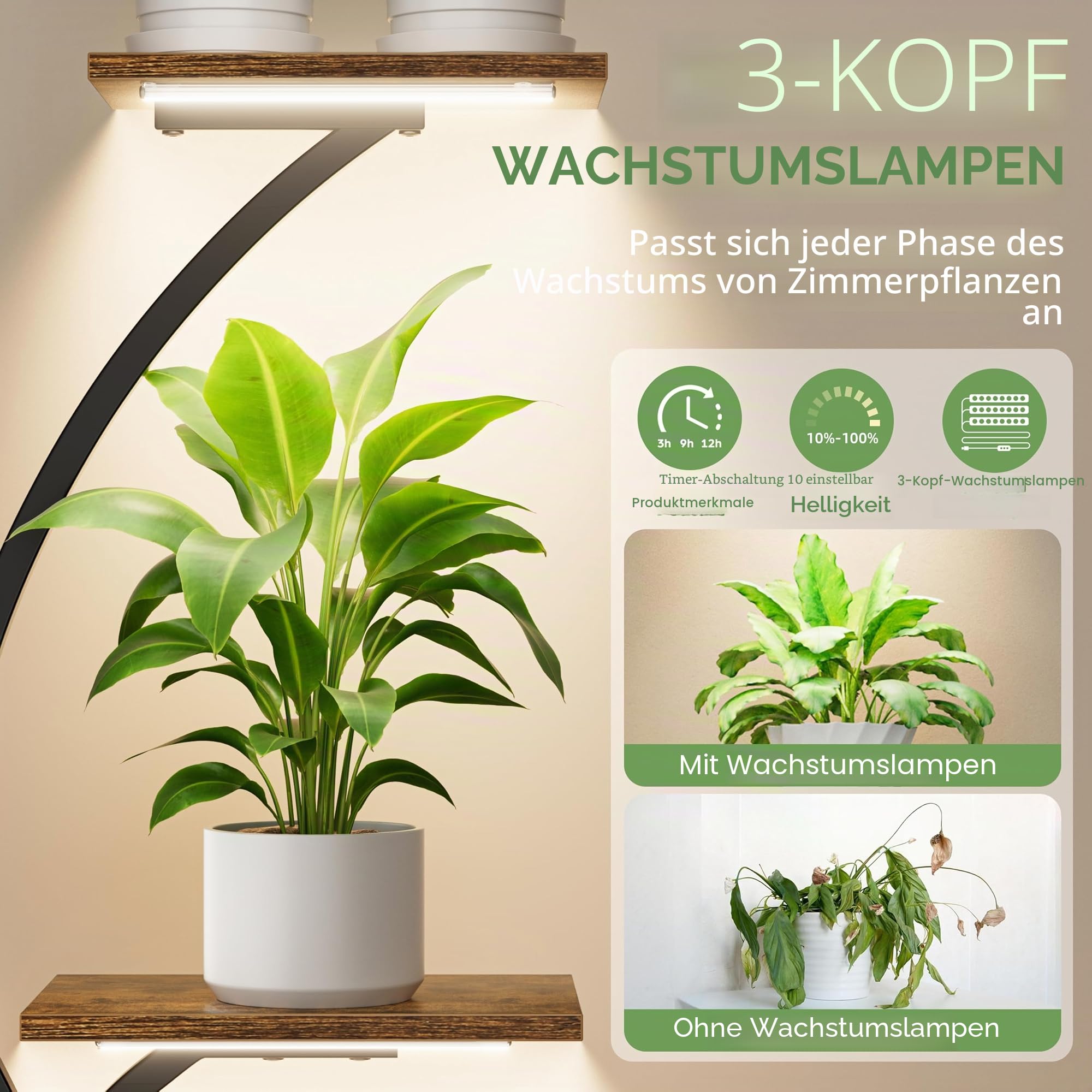 POZILAN Blumenständer pflanzenständer mit wachstumslicht - 158 cm 8 Etagen Pflanzenregal Blumenregal Metall Schwarz, Blumentreppe Pflanzentreppe Blumenbank für Mehrere Pflanzen, Plant Stand Shelf