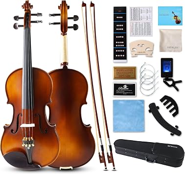 Violin 4/4 Full Set,Beginner Violin for Adults,Kids,Students,4/4 Violin with spruce,maple and ebony accessories,Full Size Violin with 13 pieces for Beginner Ages 11+,Professional PerformersNatural-B