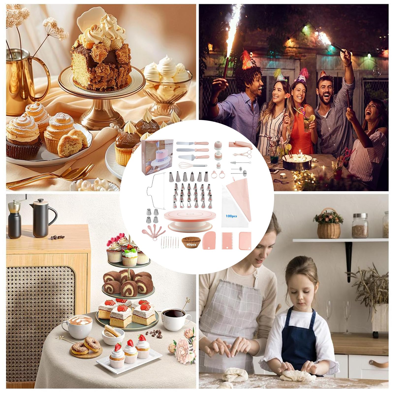 Juego De Decoración De Pastel | Muffin Herramientas Para Hornear - Juego De Herramientas De Decoración De Pasteles,para Pasteleros Principiantes y Avanzados Padres Aficionados Cumpleaños