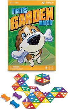 SimplyFun Diggers Garden Match A Game for Kids to Develop Spatial Thinking Skills - Puzzle Game That Matches Colors and Shapes - 1 to 6 Players, Ages 4 & Up