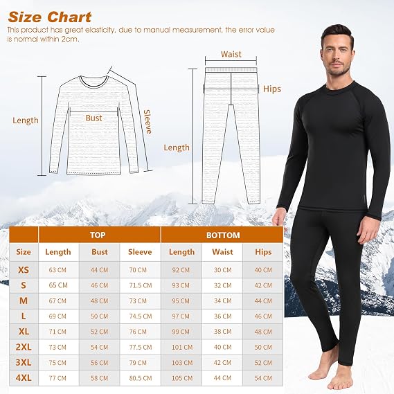 Thermal Underwear Mens Set Mens Thermals Top Bottoms Long Sleeve Long Johns