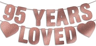 Pre-Strung 95th Birthday Banner - Rose Gold Glitter, Happy 95th Birthday Party Decorations for Women, Funny Ninety-five Anniversary Decor Bday Sign Gifts