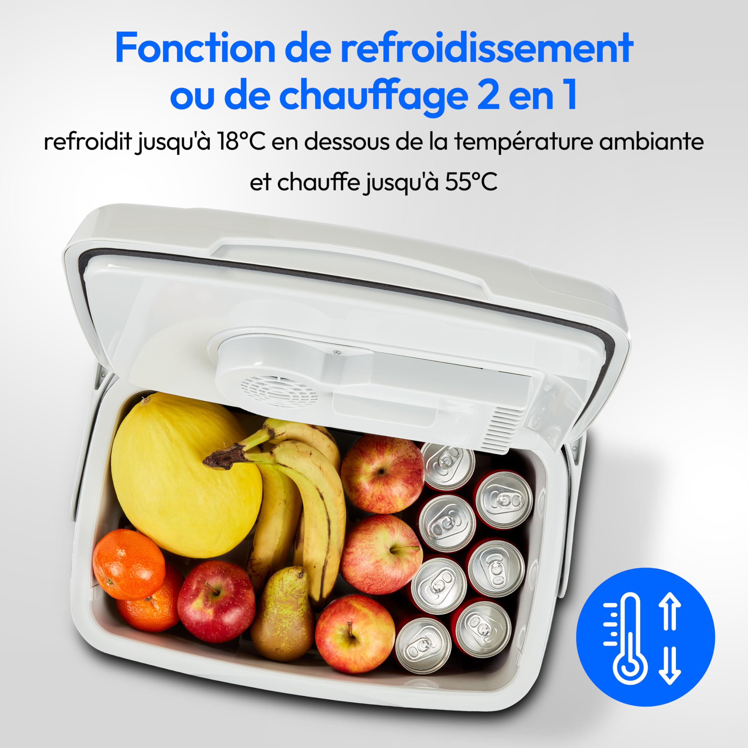 MEDION Glaciere Electrique Portable (25 L, Fonction Refroidissement et Maintien au Chaud, Alimentation 12 V Allume-Cigare, 230 V Secteur, USB, pour Voiture, Bateau et Camping, MD10735) Gris
