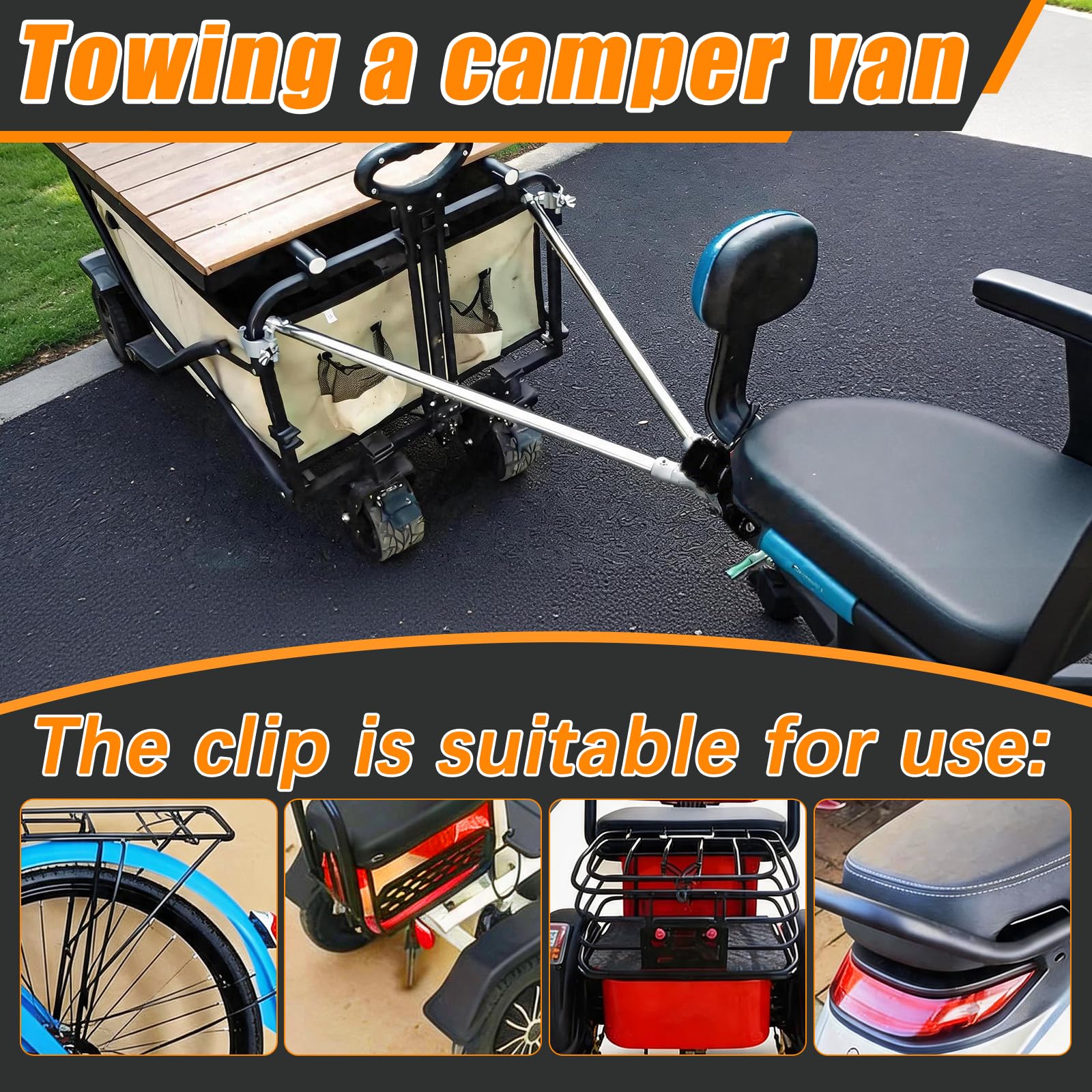 Fahrradanhänger Kupplung, Anhängerkupplungsadapter für E Bikes und Fahrräder Einziehbar Anhängerkupplung Fahrrad für Bollerwagen Faltbaren Campingwagen und Picknick Einkaufswagen Fahrrad Stange