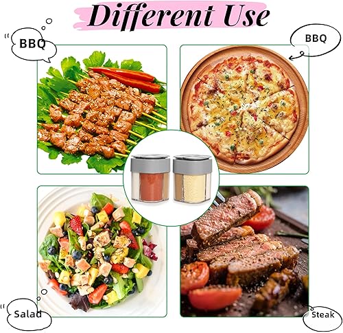 Miniatura 6 de Paquete de 4 saleros y pimenteros 4 en 1, contenedor de especias de viaje, coctelera de condimentos para caravana, tarros de condimentos con tapa,