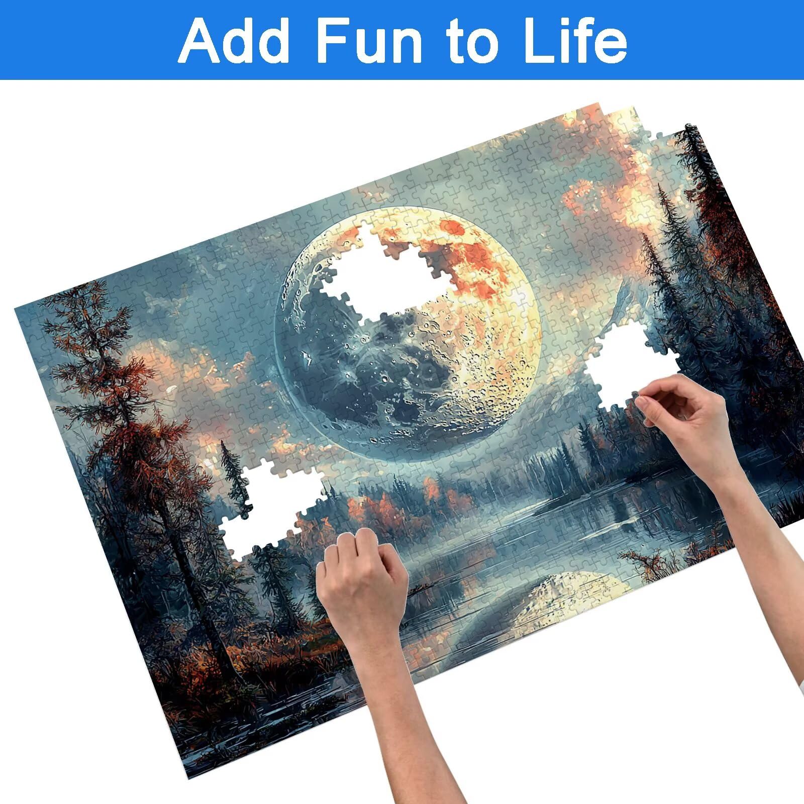 Puzzle 6000 Pezzi Luna, Puzzle Paesaggio 6000 Pezzi Arte per Adulti e Bambini, Misura: 179.5x105.5 cm, Puzzles Legno per Adulti con Squisita Scatola di Imballaggio, Regalo Donna, Regalo Uomo, -7625