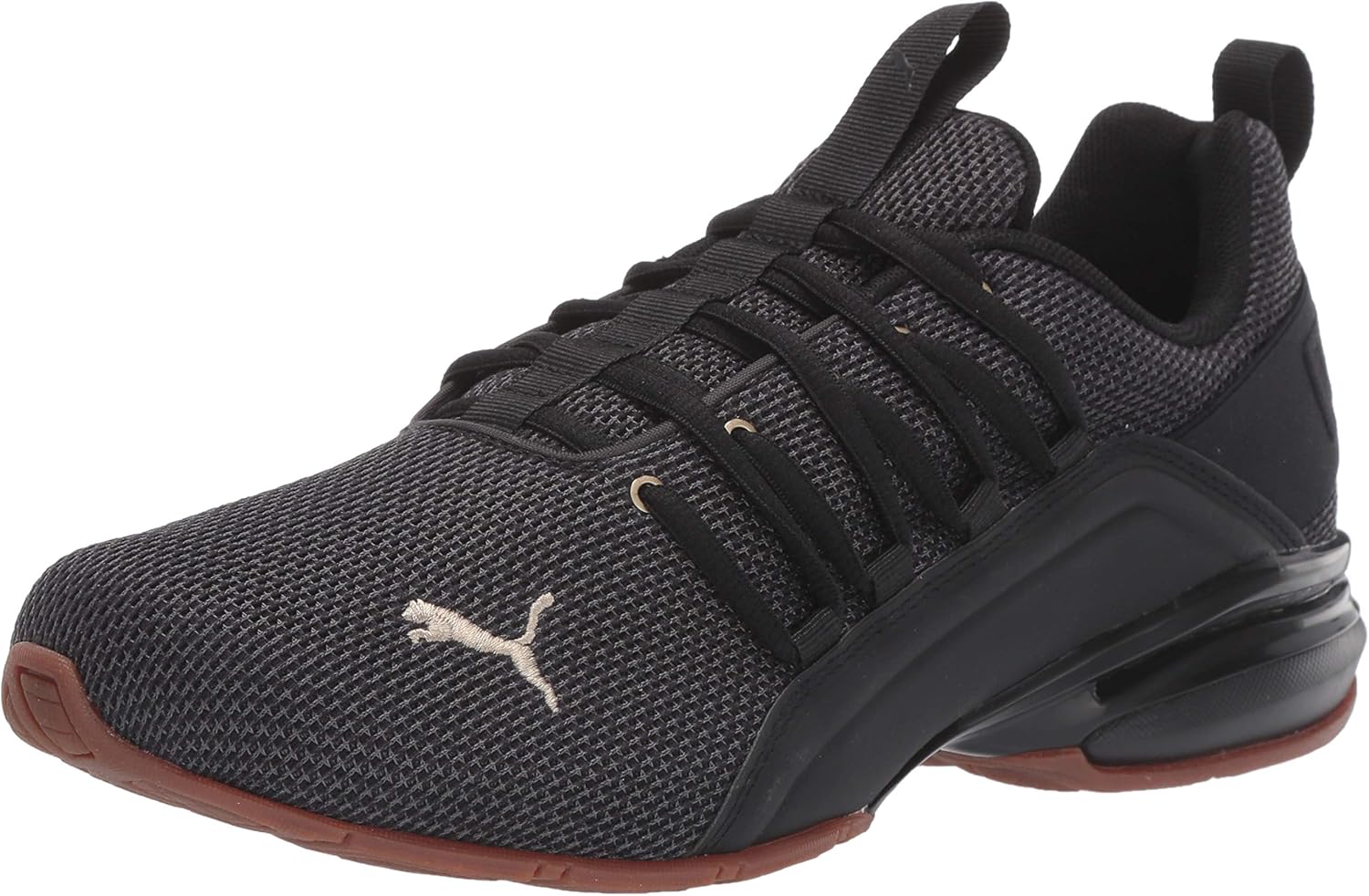 Puma Men's Axelion Cross-Trainer, Black-Metallic Gold, 7