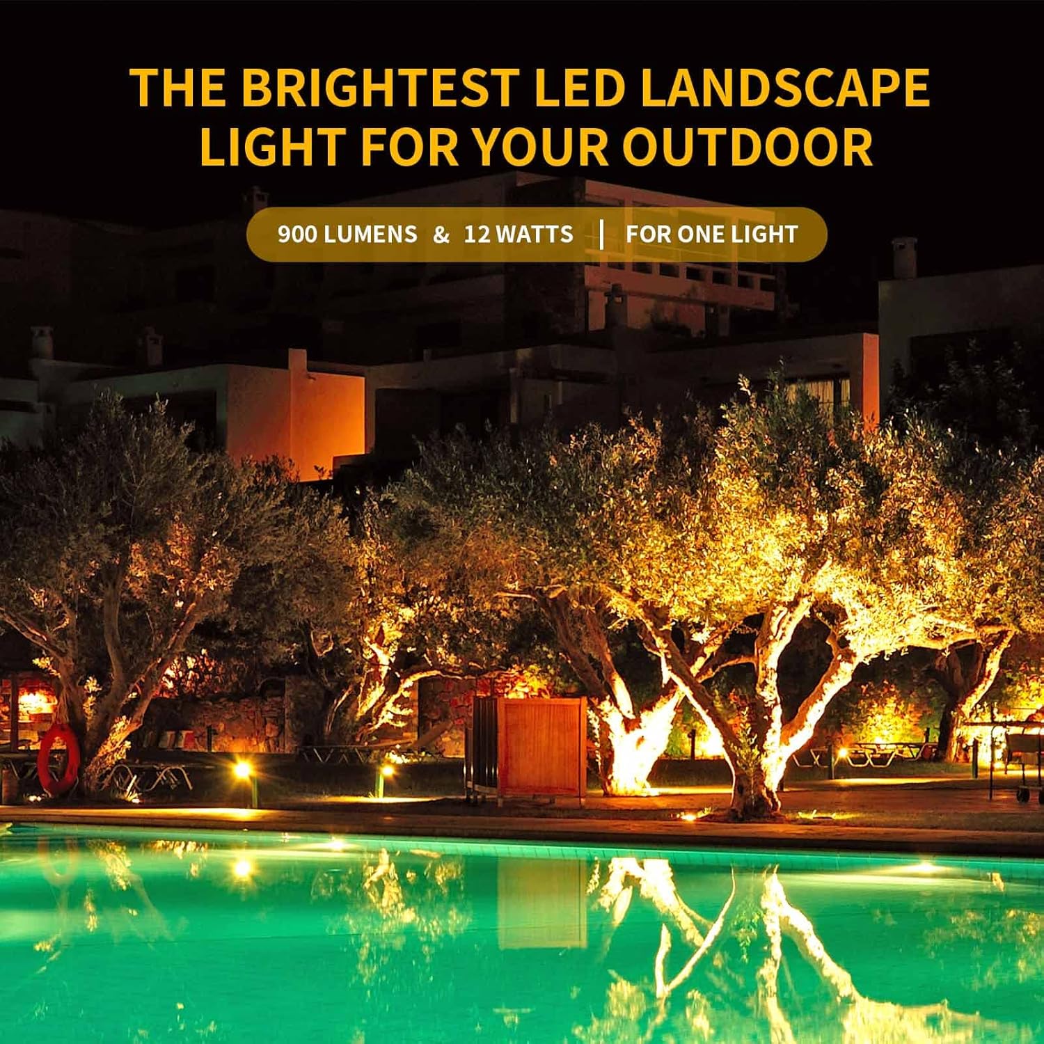 Warm White Spot lights Outdoor, 12W 3000K Landscape Spot Lights, IP65 Waterproof Garden Lighting, Metal Case COB LED Lights for Lawn Lamp US 3- Plug Yard Christmas Decoration with Stakes(2 Pack)