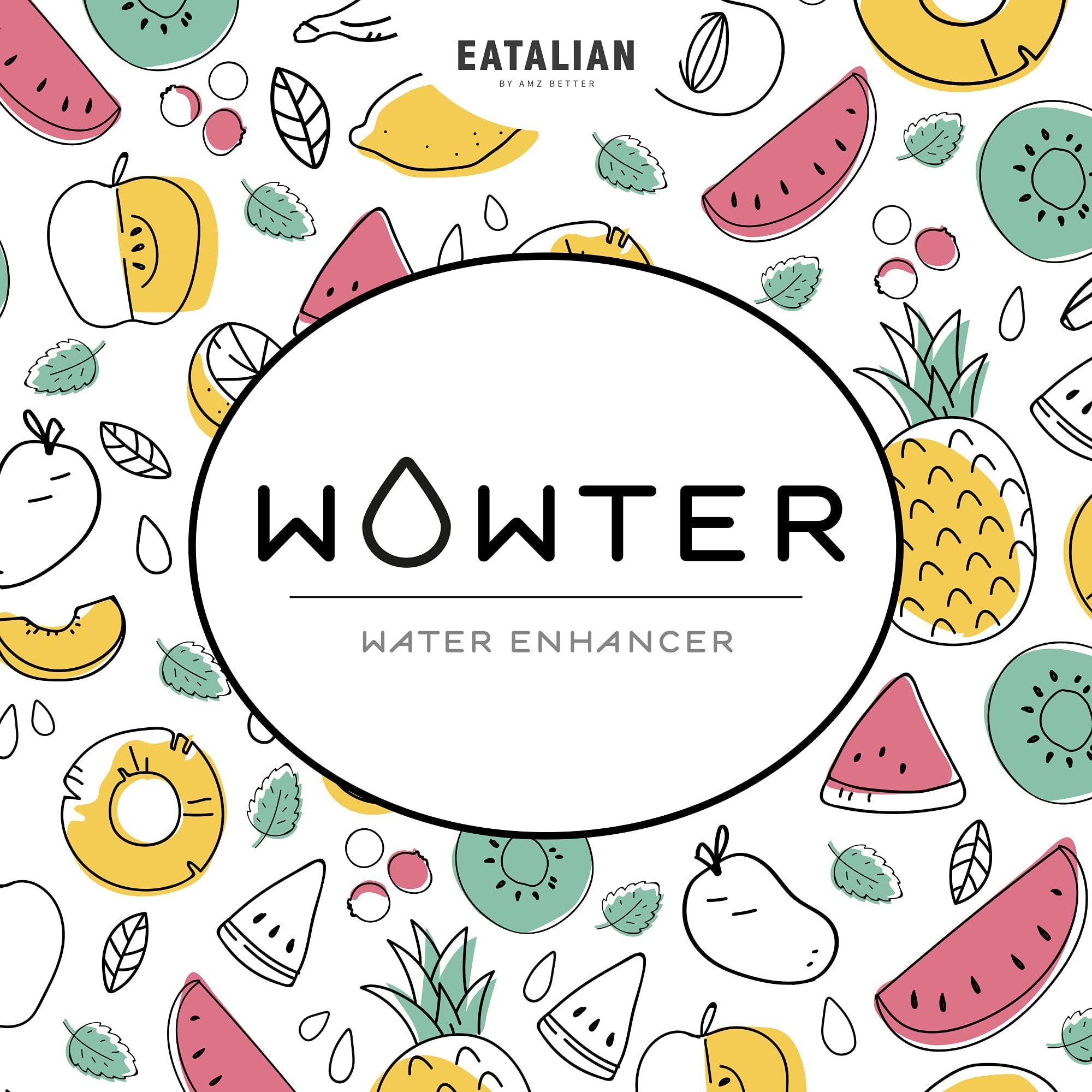 WOWTER by AMZ BETTER, Bebida Instantánea, Surtido de 12 Gustos Mezcla de Frutas, Para Aromatizar el Agua, Sin Calorías, Libre de OMG, Sin Gluten, Sin Azúcares, Made in Italy, 48