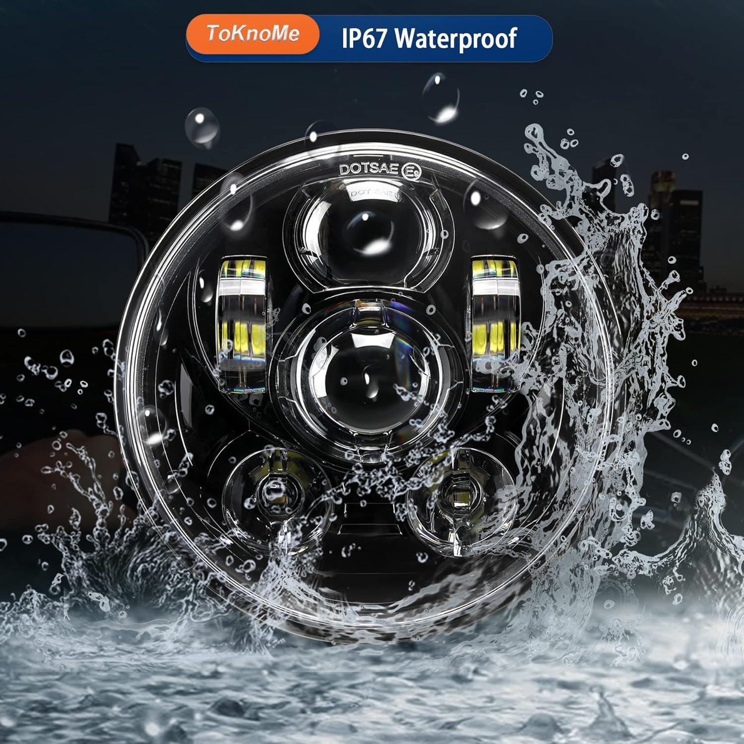 5.75 Pulgadas Faro LED Redondas para Motocicleta 6000-6500K 45W, Faros para Harley, Softair, Dyna, Sportster y Todos los Demás Modelos, Negros