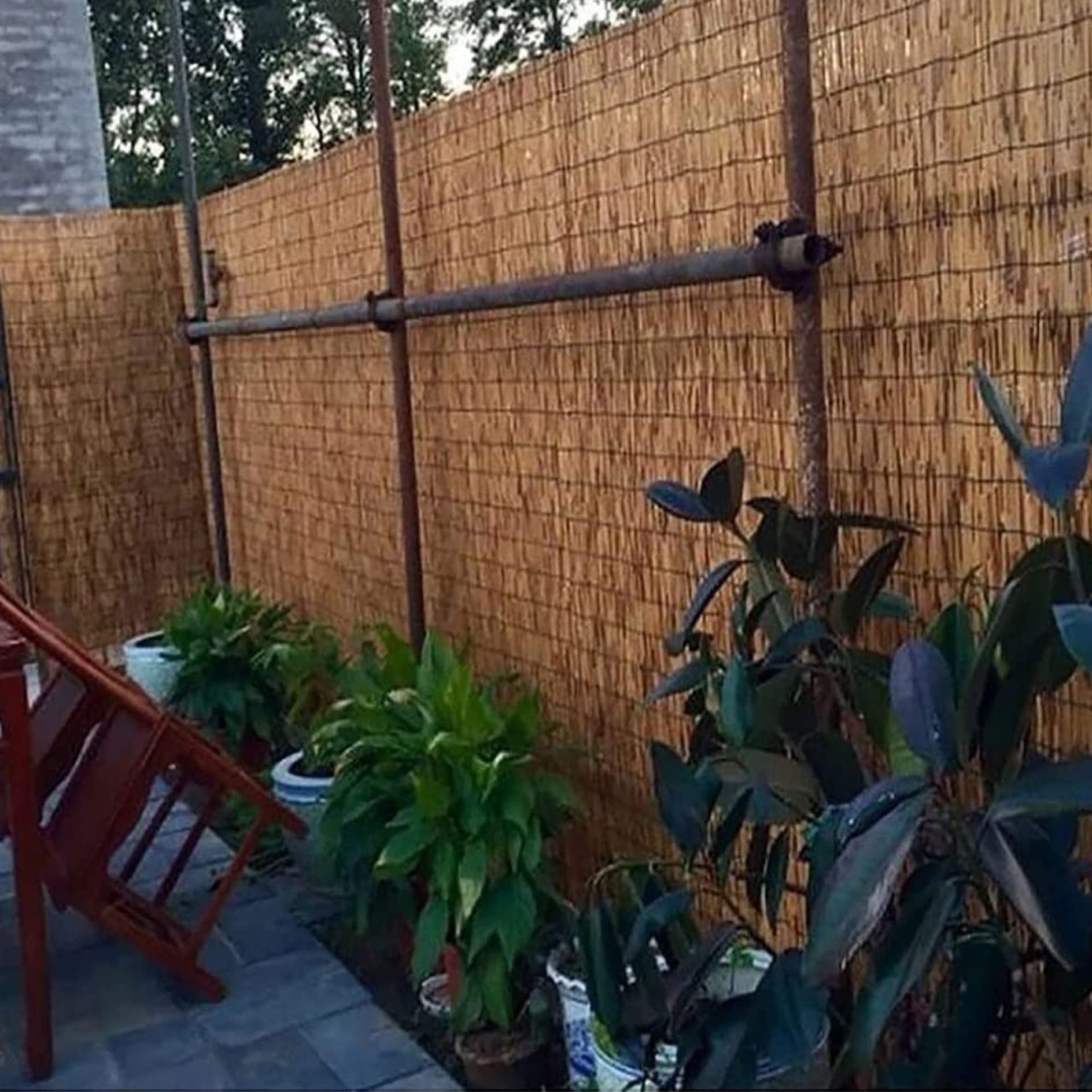 Recinzione in bambù naturale, ecologica, per la privacy, per balconi, giardini, cortili, pannelli per esterni, per patio, piscina, copertura in paglia