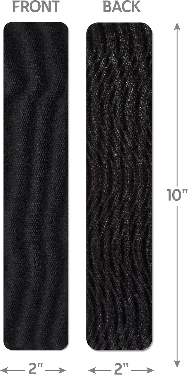 CURAD Performance Series Kinesiology Tape, Pain Management Technology, Sweat & Water-Resistant Athletic Tape, Compression Support for Joints & Muscles, Black, 2 x 10 inches, 1 Roll (20 Strips)