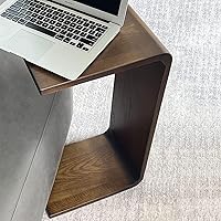 Vista 4 de COZYMATIC Carlisha - Mesa auxiliar en forma de C para sofá, mesa auxiliar con marco de madera maciza para sala de estar, mesa auxiliar