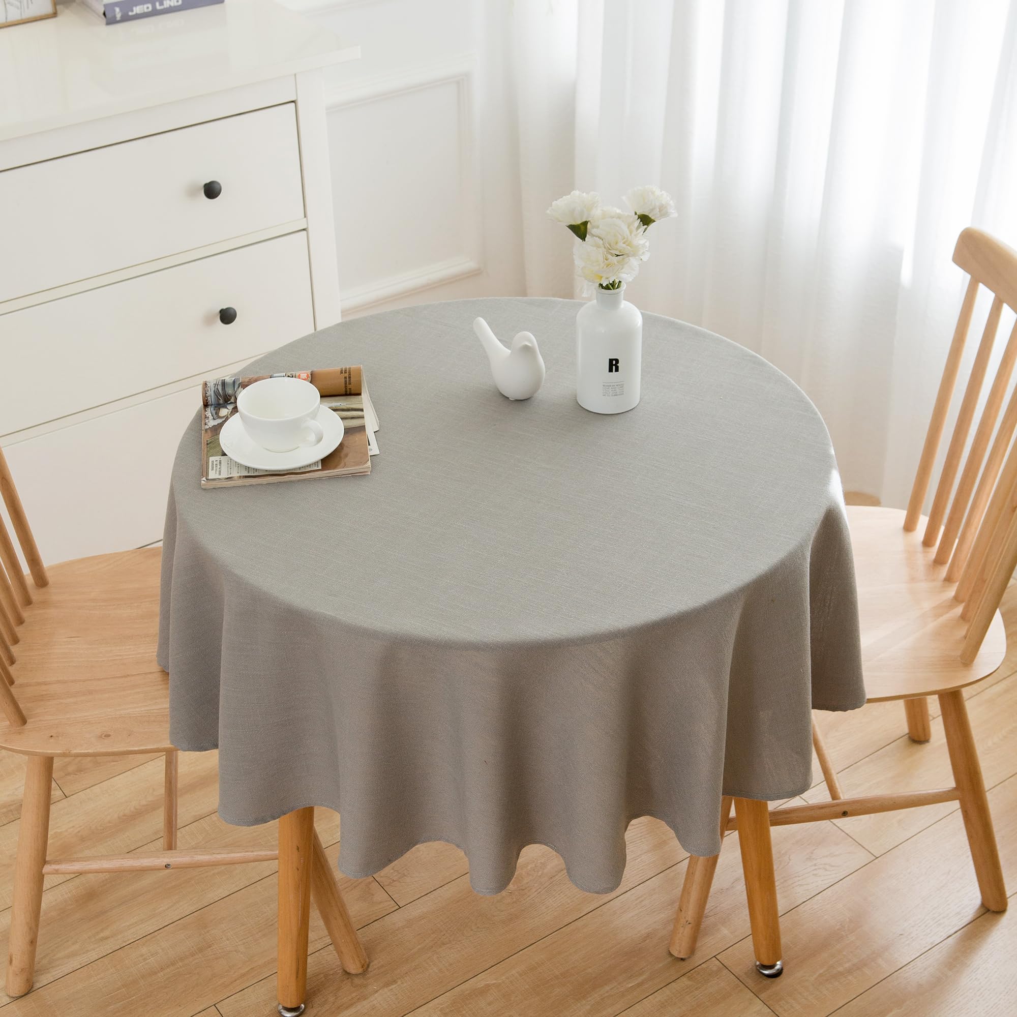 Nappe ronde 160 cm pour table de salle à manger gris clair Simurq