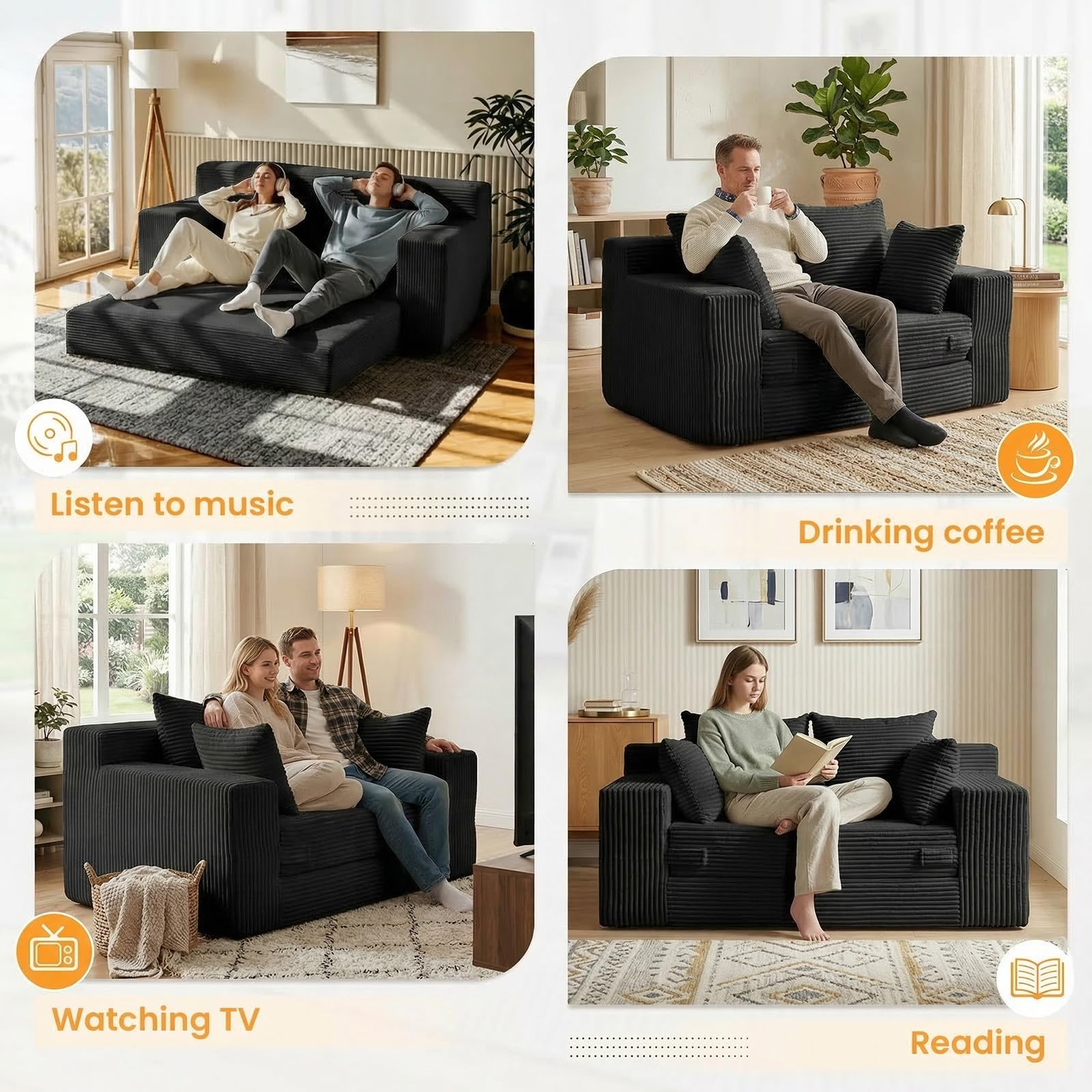 Best Love Couch Picks for Small Spaces in 2026 1 Winzoo 55' Small Boneless Couch, 3-in-1 Boneless Loveseat Sleeper Sofa Bed Conve — product photo